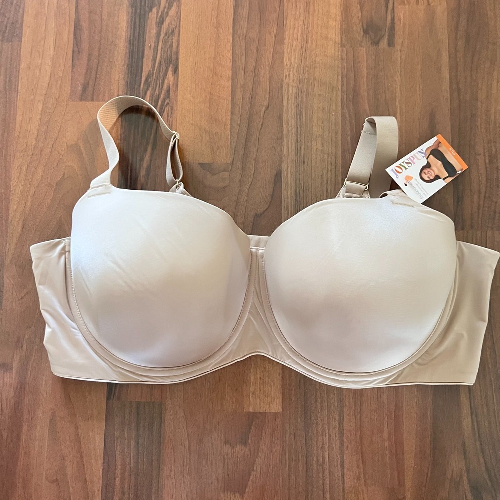 NWT Joyspun Balconette T-shirt Bra Plus Size 46DDD Beige Nude Smoothing Wings